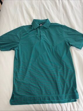 FootJoy Old Hickory Country Club Teal and Black Thin-Striped Men’s Polo
